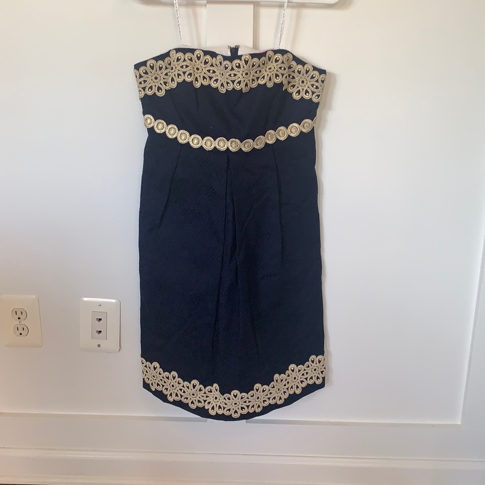 Lily Pulitzer dress - size 4 - navy with gold detailing